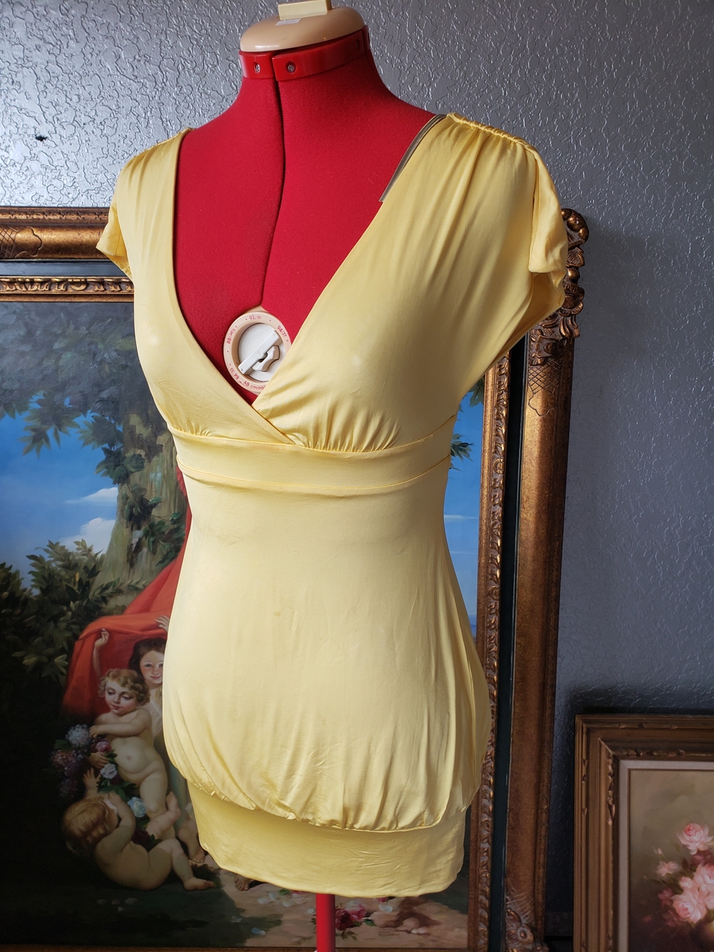 Guess Pale Yellow V-Neck Empire Waist Chemise